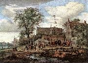 RUYSDAEL, Salomon van Tavern with May Tree af china oil painting reproduction